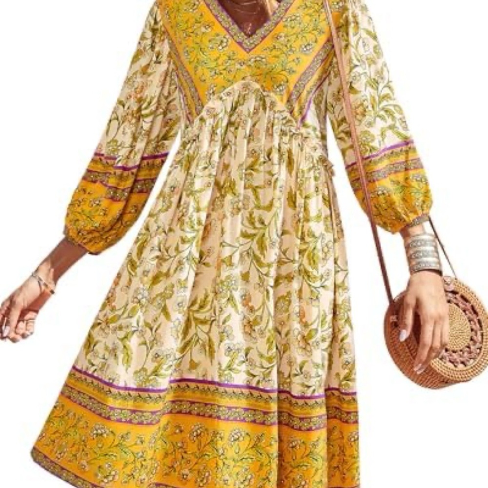 Boho Floral Mini Dress by BTFBM Size Small